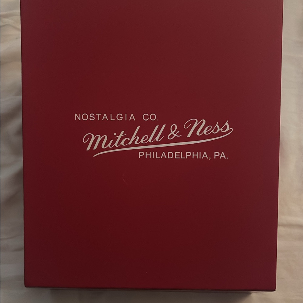 Mitchell & Ness Black Leather hat with Red Embroidery